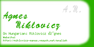 agnes miklovicz business card